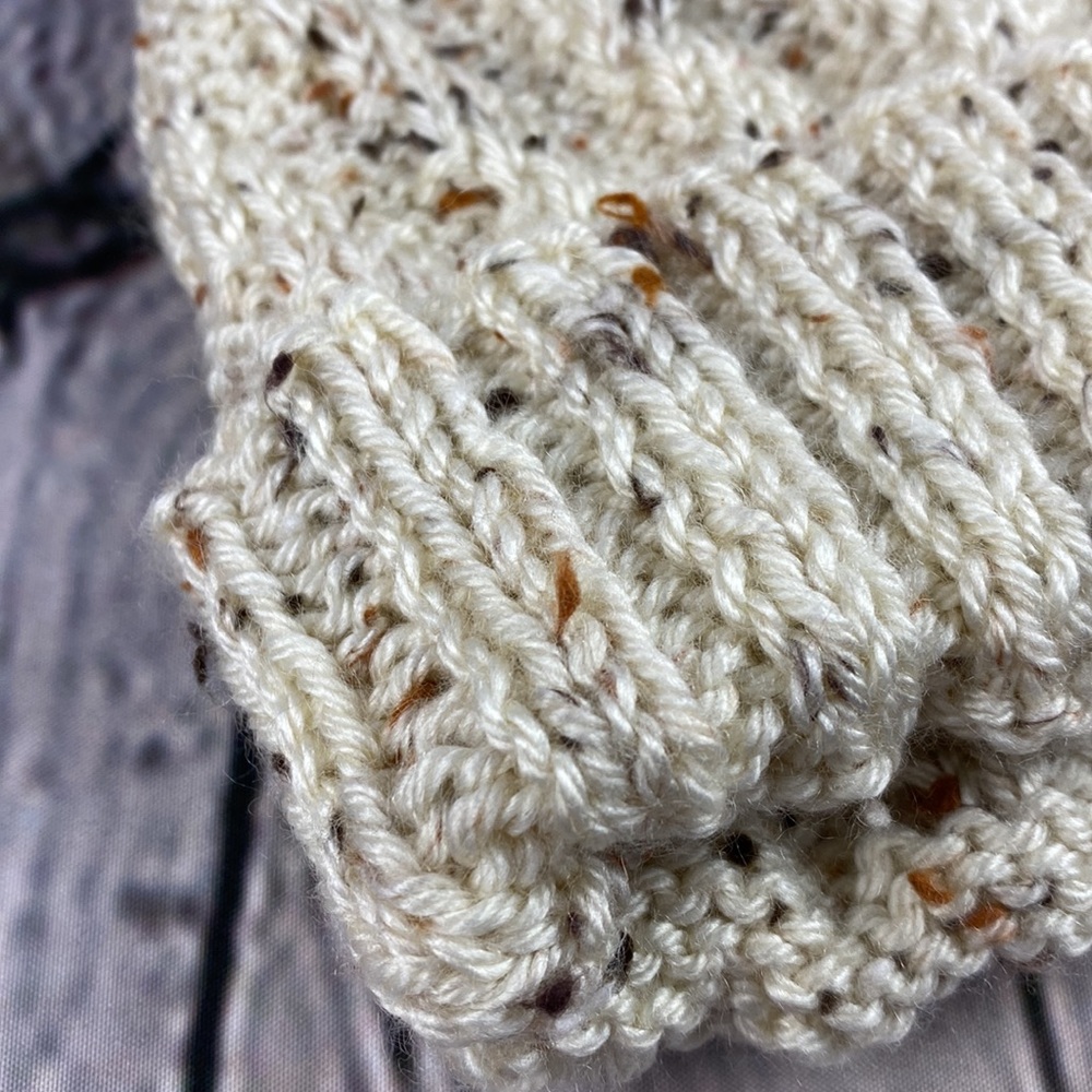 Homemade Cream/Brown/Tan Crocheted Knit Yarn Hat - Picture 11 of 11